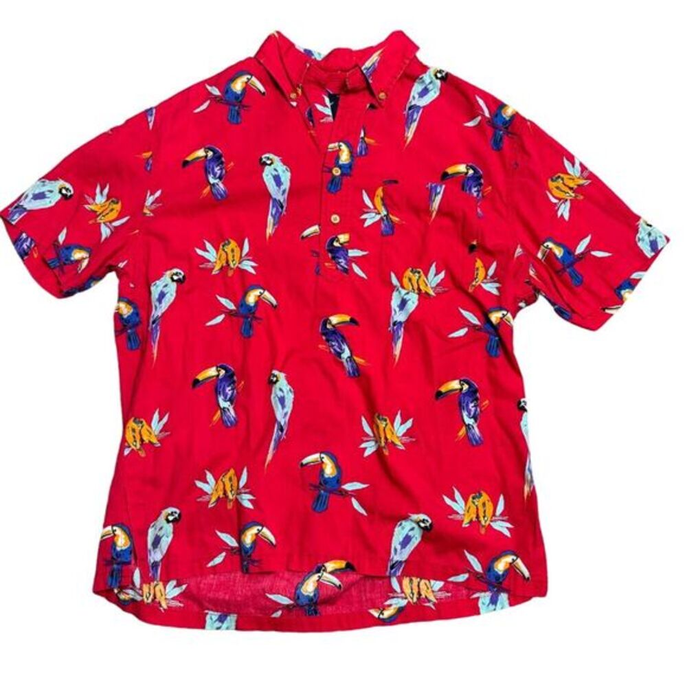 Chubbies The Nutter‎ Men's Size Medium Red Parrot Short Sleeve Aloha Shirt USA
